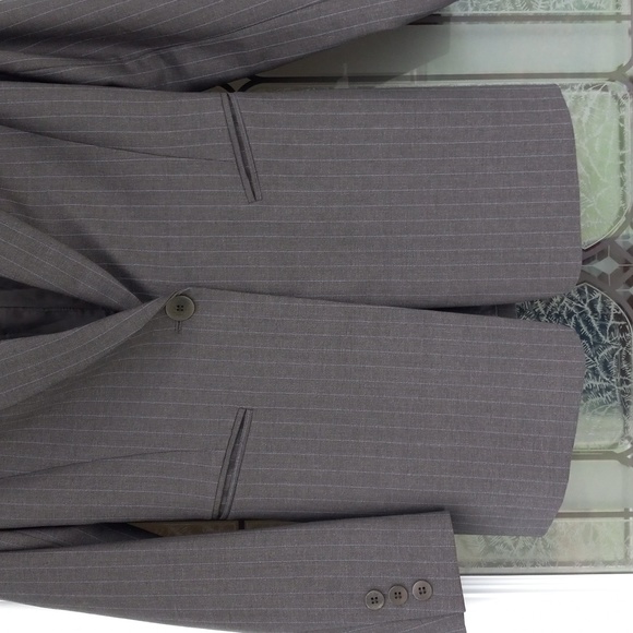 Lafayette NewYork148 Grey+Sl.Blue Pinstripe Women's Blazer 100%Wool Size4P Excel - Picture 3 of 14